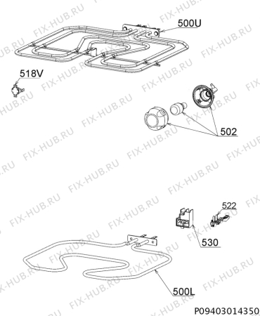 Взрыв-схема плиты (духовки) Zanussi ZCV540K1WA - Схема узла Electrical equipment